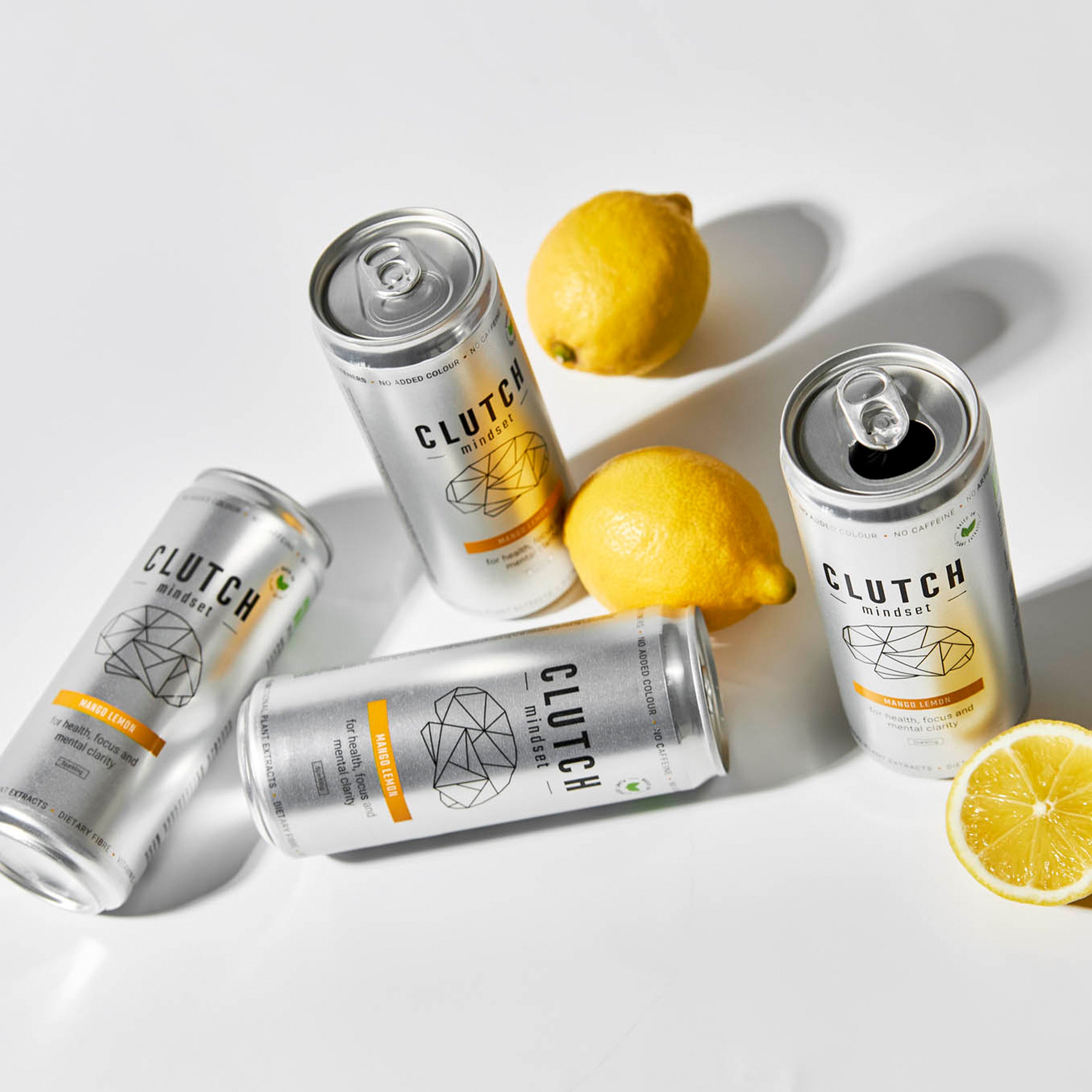 CLUTCH Mindset Mango Lemon caffeine-free focus drink with fresh lemons