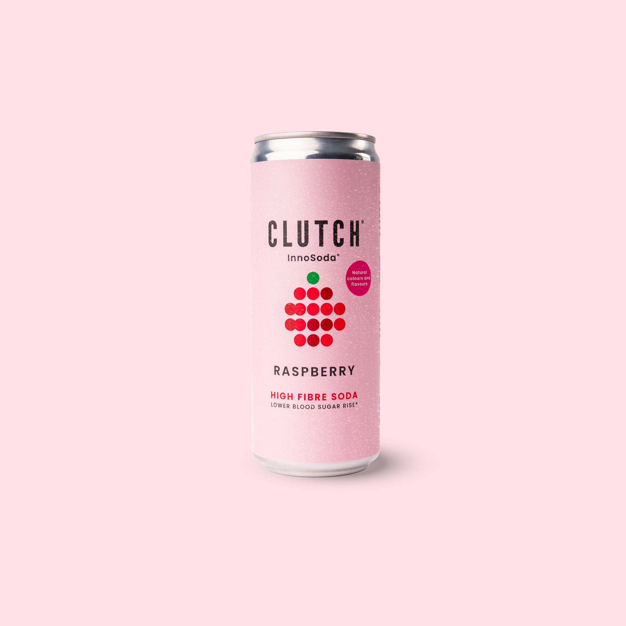 CLUTCH InnoSoda Raspberry high-fibre soda can